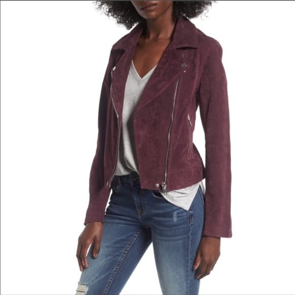 Blank NYC Jackets & Blazers - BLANKNYC Burgundy Suede Moto Jacket